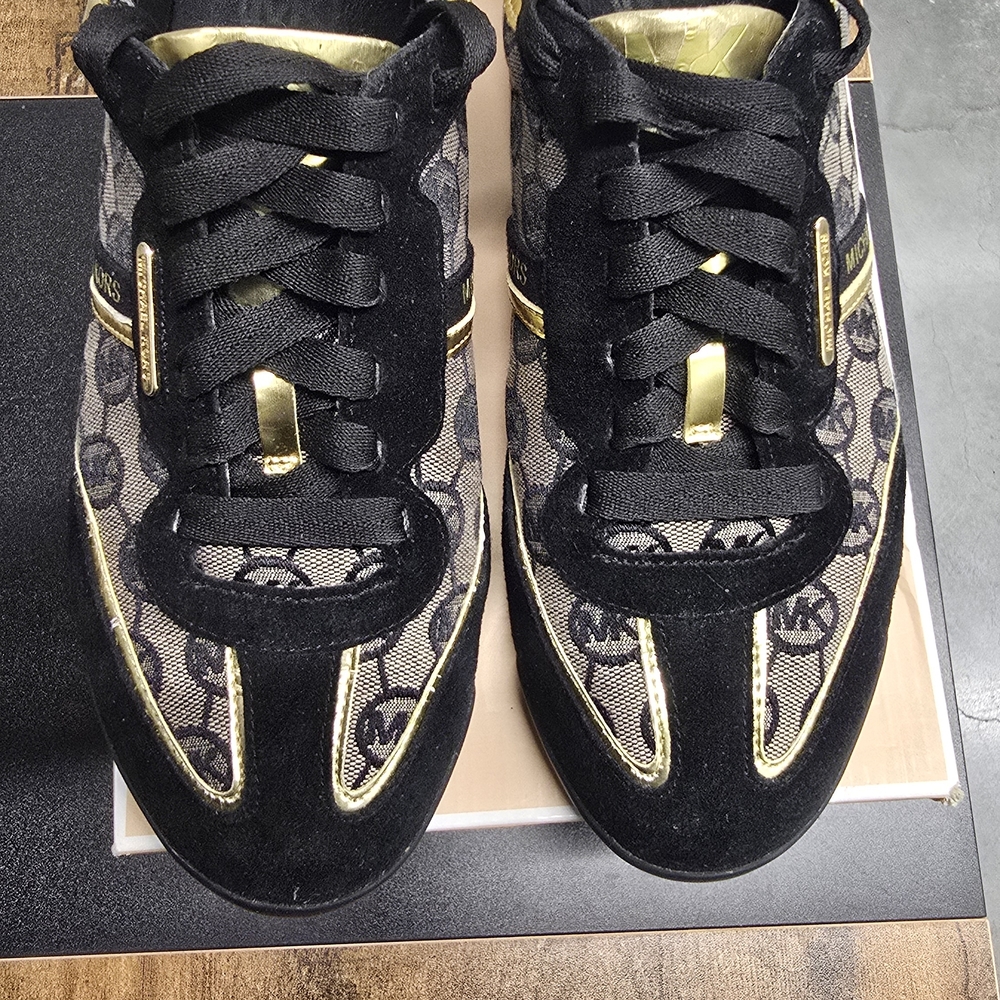 Michael Kors Black and Gold Patterned Sneakers
